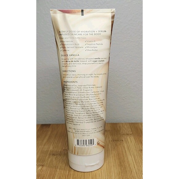 Nakery Beauty Skin Toning Body Butter 10 oz Dulce Vanilla Crepe Smoothing NEW - Picture 3 of 3